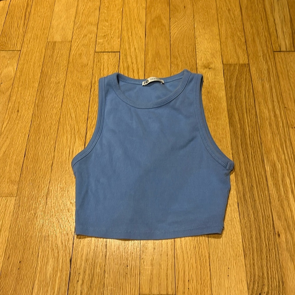 Light Blue Cropped Zara Tank Top